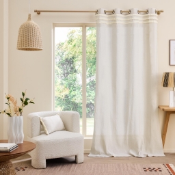 Rideau &agrave; &OElig;illets Vertis - 140 x 240 cm - Polycoton Uni avec Franges