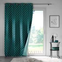 Rideau &agrave; oeillets 100% occultant 135 x 260 cm imprim&eacute; Surya Bleu