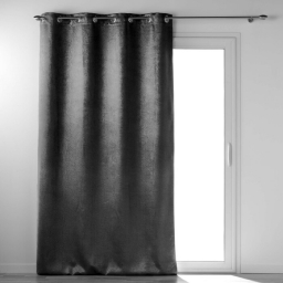 Rideau a oeillets 135 x 240 cm occultant velours frapp&eacute; Anthea Anthracite