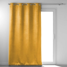 Rideau a oeillets 135 x 240 cm occultant velours frappe anthea Jaune ocre