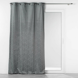 Rideau a oeillets 135 x 240 cm velours imprim&eacute; relief ton sur ton Aquarelle Anthracite