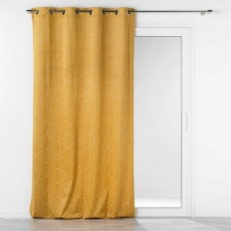 Rideau a oeillets 135 x 240 cm velours imprim&eacute; relief ton sur ton Aquarelle Jaune