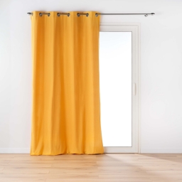 Rideau a oeillets 135 x 260 cm coton recycl&eacute; Twily Jaune