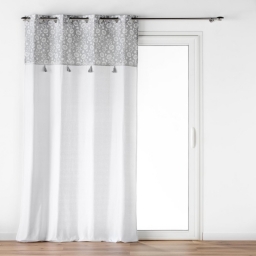 Rideau a oeillets 140 x 240 cm coton/polyester+top imp+pompon flavie Sans