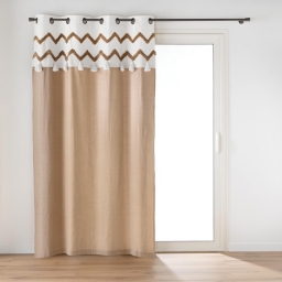 Rideau a oeillets 140 x 240 cm coton +top tuft&eacute; + pompons Azari