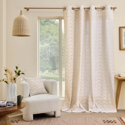 Rideau a oeillets 140 x 240 cm polycoton Imprime Palmier Saharis