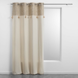 Rideau a oeillets 140 x 240 cm polycoton uni + haut m&eacute;tallis&eacute; Sultan Or