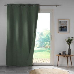 Rideau a oeillets 140 x 260 cm 100% occultant/microfibre unie obscure Kaki