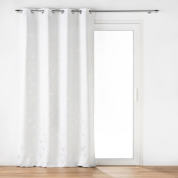Rideau &agrave; Oeillets (140 x 260 cm) ECLAT Blanc, Occultant Imprim&eacute; M&eacute;tallis&eacute;