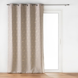 Rideau &agrave; Oeillets (140 x 260 cm) ECLAT Taupe, Occultant Imprim&eacute; M&eacute;tallis&eacute;
