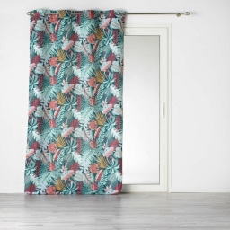 Rideau a oeillets 140 x 260 cm polyester imprim&eacute; Jacala Bleu