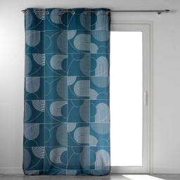 Rideau a oeillets 140 x 280 cm polyester imprime Esquisse Bleu