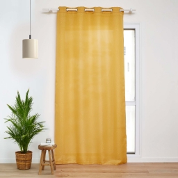 Rideau a oeillets 140 x 280 cm polyester uni+fils metallises zeline Jaune
