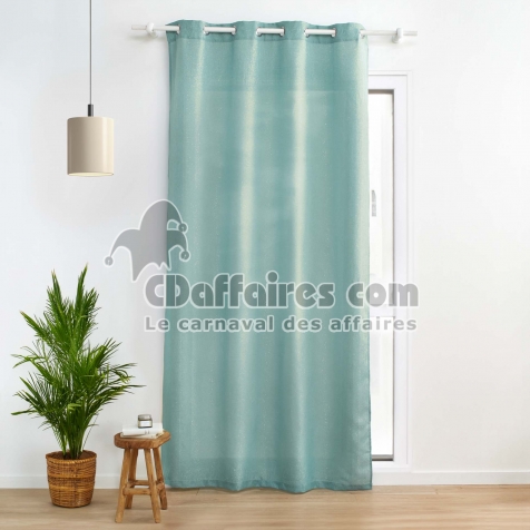 Rideau a oeillets 140 x 280 cm polyester uni+fils metallises zeline Sauge