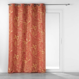 Rideau &agrave; oeillets grande hauteur 140 x 280 cm m&eacute;talillis&eacute; Belflor Terracotta/Or