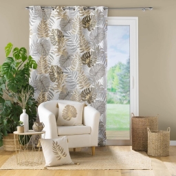 Rideau &agrave; oeillets Mogador - 140 x 260 cm, Polyester Imprim&eacute; M&eacute;tallis&eacute;