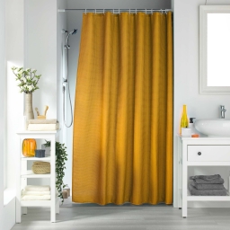 Rideau de douche avec crochets - 180 x 200 cm - jacquard uni Quartz Ocre
