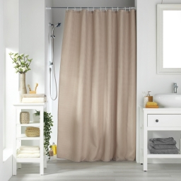 Rideau de douche avec crochets 180 x 200 cm jacquard uni quartz Taupe