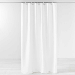 Rideau de douche+crochets 180 x 200 cm polyester uni yaline Blanc