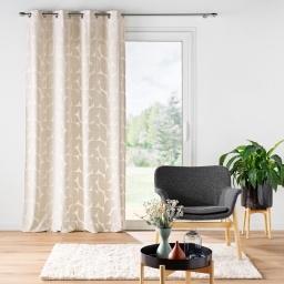 Rideau d&eacute;co 135 x 260 cm en velours devor&eacute; Geolina Naturel