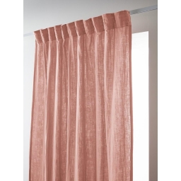 Rideau Galon Fronceur 140 x 240 cm - Double Gaze de Coton  - Uni Ga&iuml;a Rose P&ecirc;che