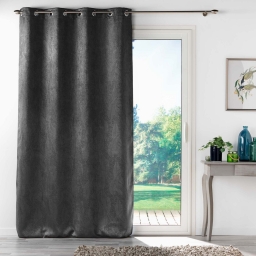 Rideau grande hauteur 135 x 280 cm occultant velours frapp&eacute; Melodie Anthracite