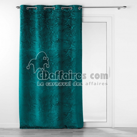 Rideau occutant 140 x 240 cm en velours relief Analia P&eacute;trole