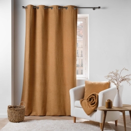 Rideau tamisant &agrave; &oelig;illets bouclette unie Wooly Camel 140 x 240 cm