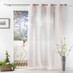 Rideau voile a oeillets 140 x 240 cm effet lin tiss&eacute; Zazy Rose