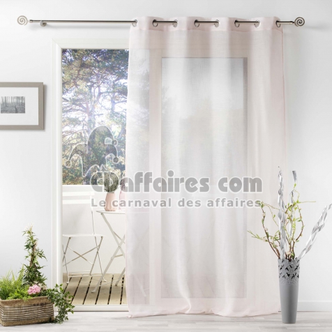 Rideau voile a oeillets 140 x 240 cm effet lin tiss&eacute; Zazy Rose