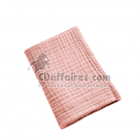 Serviette de toilette 50 x 90 cm - Quadruple Gaze de Coton 220 g/m&sup2; - Gaia Rose p&ecirc;che