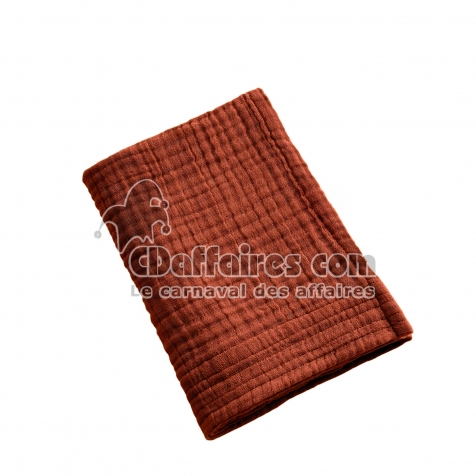 Serviette de toilette 50 x 90 cm - Quadruple Gaze de Coton 220 g/m&sup2; - Gaia Terracotta