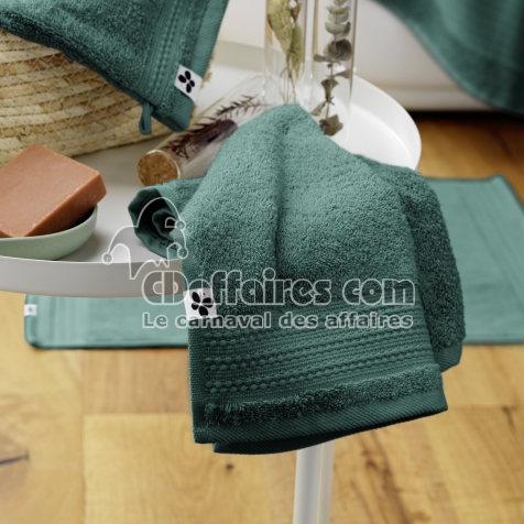 Serviette invit&eacute; 30 x 50 cm &eacute;ponge unie garance emeraude Vert fonc&eacute;