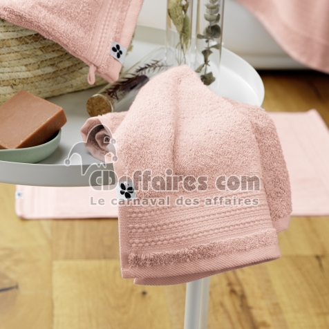 Serviette invité 30 x 50 cm éponge unie garance rose poudré Rose
