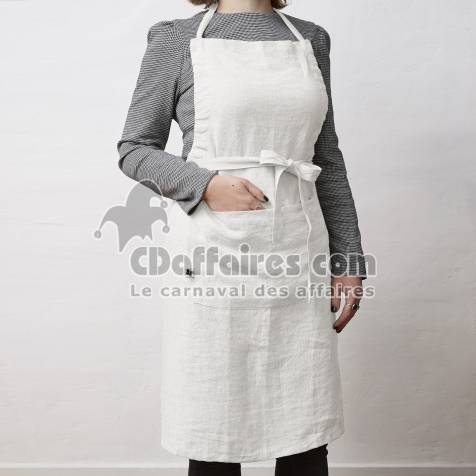 Tablier ajustable lin lavé 70 x 85 cm soline Blanc