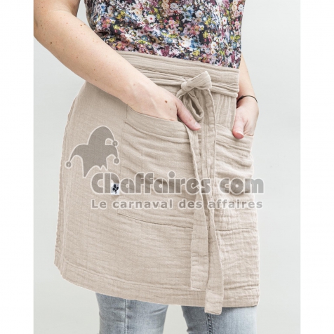 Tablier serveur gaze de coton 45 x 80 cm gaïa pampa Naturel