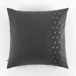 Taie d'oreille brodée 100% coton luxe 57 fils 63 x 63 cm Agathe Anthracite