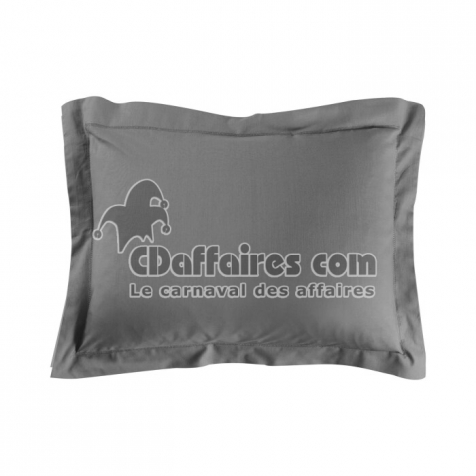 Taie d'oreiller 50 x 70 cm uni 57 fils lina  +point bourdon Anthracite