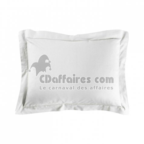 Taie d'oreiller 50 x 70 cm uni 57 fils lina  +point bourdon Blanc