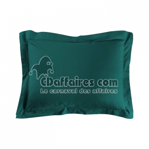 Taie d'oreiller 50 x 70 cm uni 57 fils lina  +point bourdon Emeraude