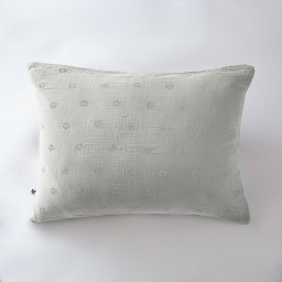 Taie d'oreiller brodée en gaze de coton 50 x 70 cm Gaïa Boho Gris