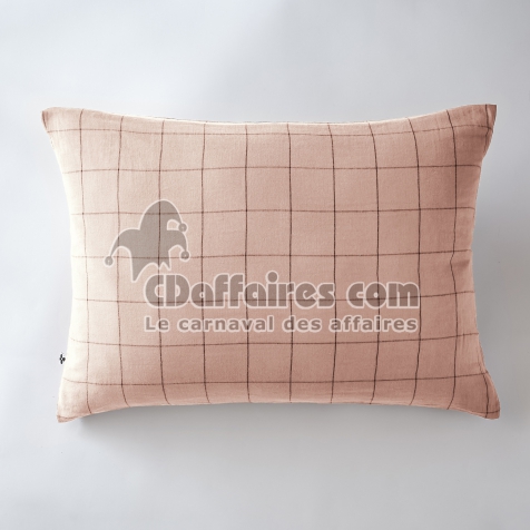 Taie d'oreiller gaze de coton tiss&eacute;e  50 x 70 cm Gaia Match Rose clair