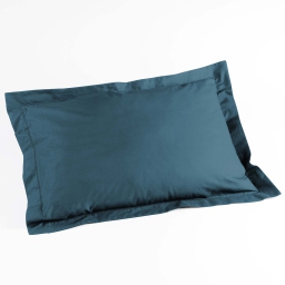 Taie d'oreiller volant plat 50 x 70 cm uni 57 fils lina  +point bourdon Bleu nuit