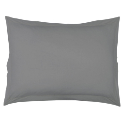 Taie d'oreiller volant plat 50 x 70 cm uni 57 fils lina  + pt bourdon Gris souris