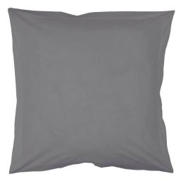 Taie d'oreiller volant plat 63 x 63 cm uni 57 fils lina  + pt bourdon Gris souris