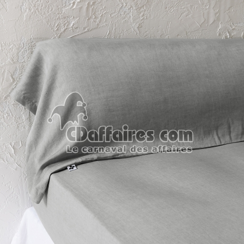 Taie de Traversin 43 x 185 cm - Lyocell Uni Lysandre Granit - 147 g/m&sup2;