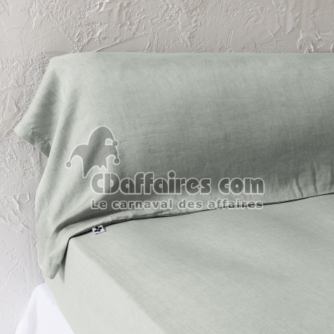 Taie de Traversin 43 x 185 cm - Lyocell Uni Lysandre Lychen - 147 g/m&sup2;