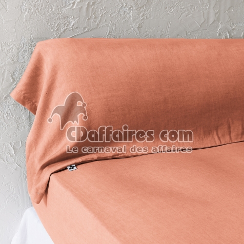 Taie de Traversin 43 x 185 cm - Lyocell Uni Lysandre Terracotta - 147 g/m&sup2;