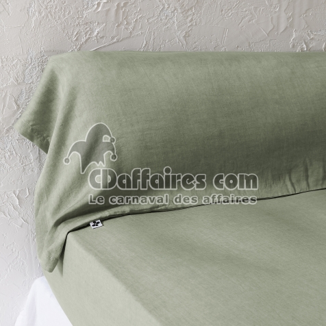 Taie de Traversin 43 x 185 cm - Lyocell Uni Lysandre Thym - 147 g/m&sup2;