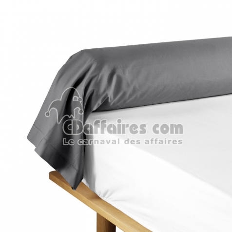 Taie de traversin 85 x 185 cm uni 57 fils lina  +point bourdon Anthracite